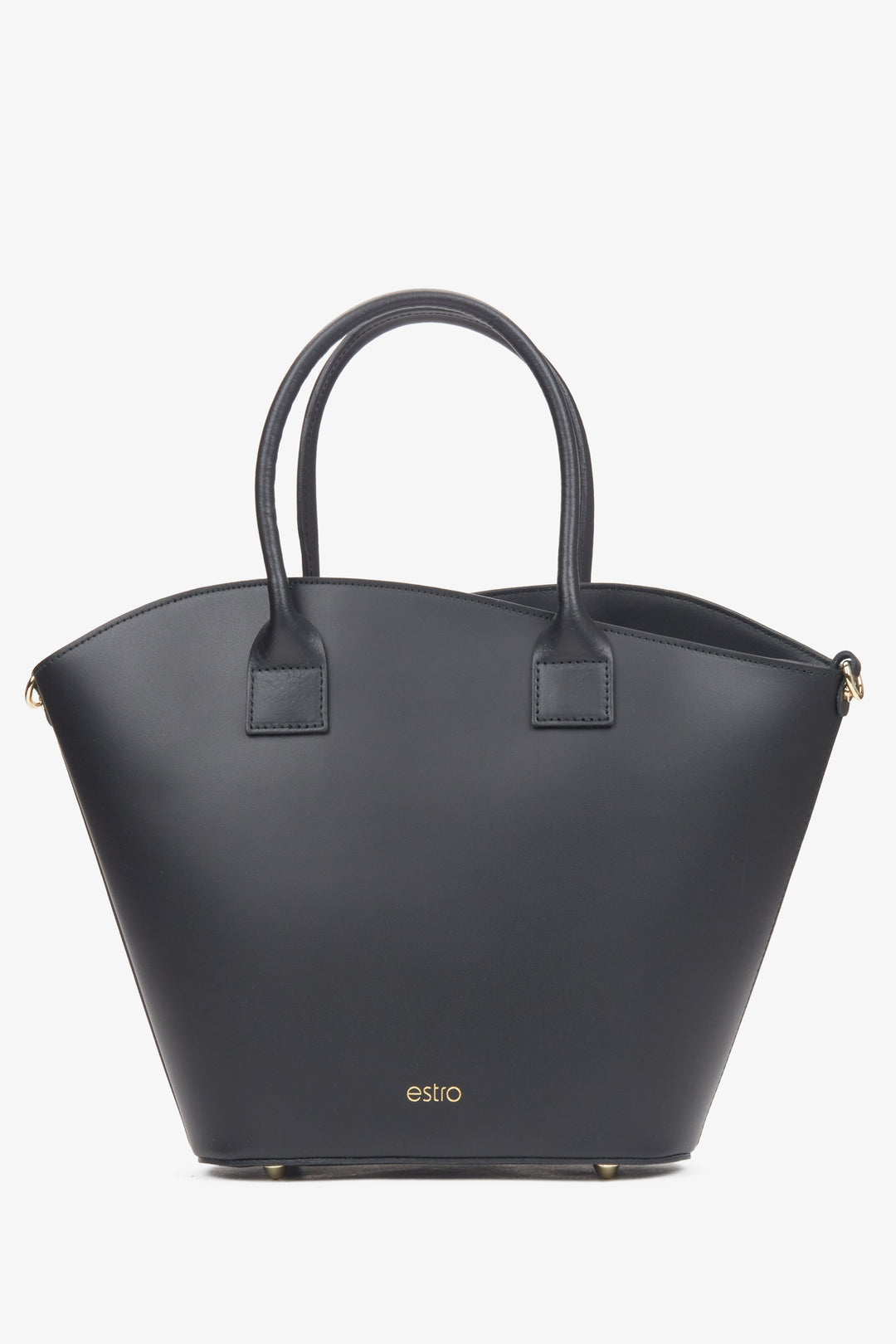 Estro - duża czarna torebka damska typu shopper z włoskiej skóry naturalnej Premium.