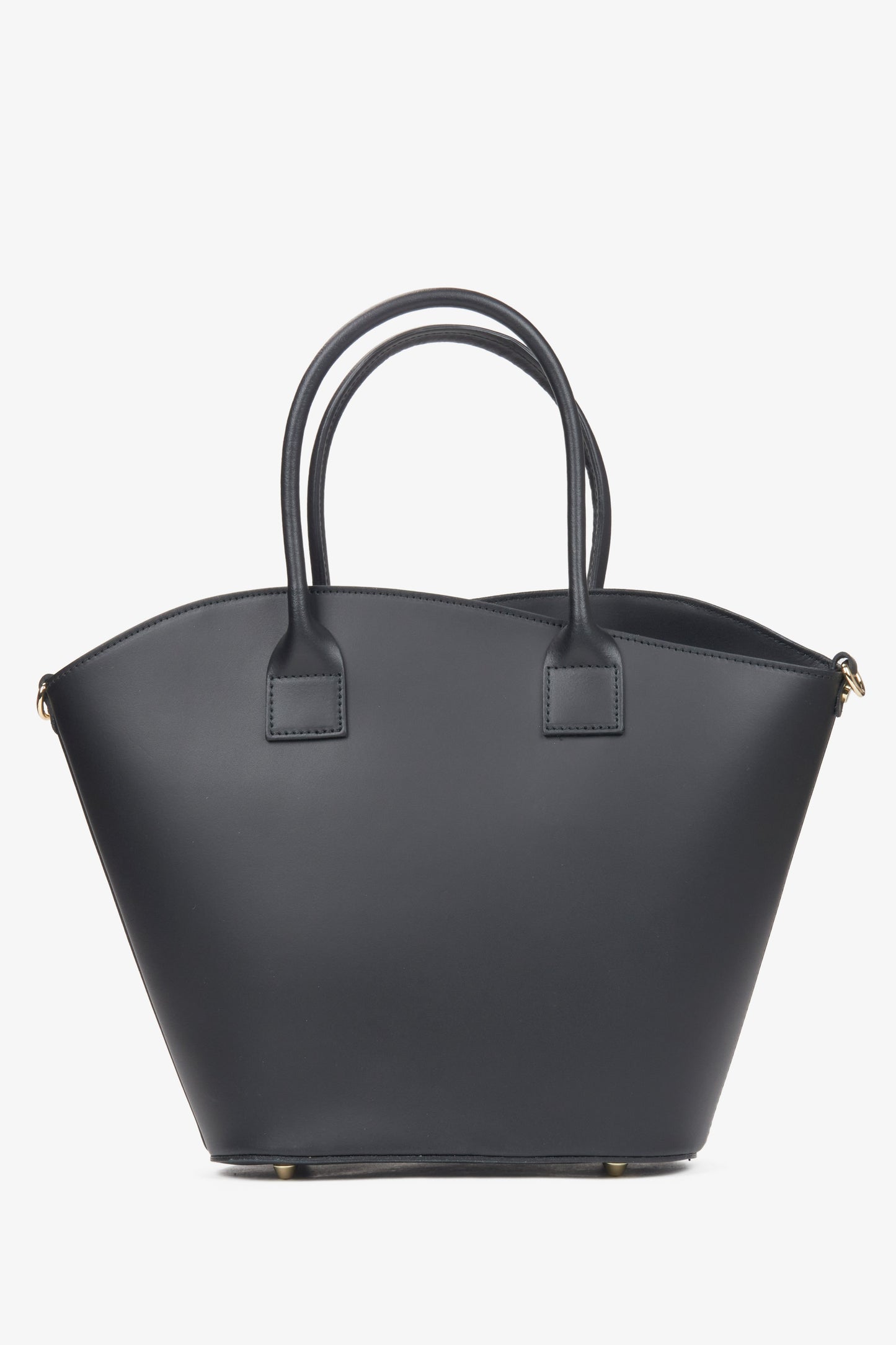 Z włoskiej skóry naturalnej Premium, duża czarna torebka damska typu shopper Estro.