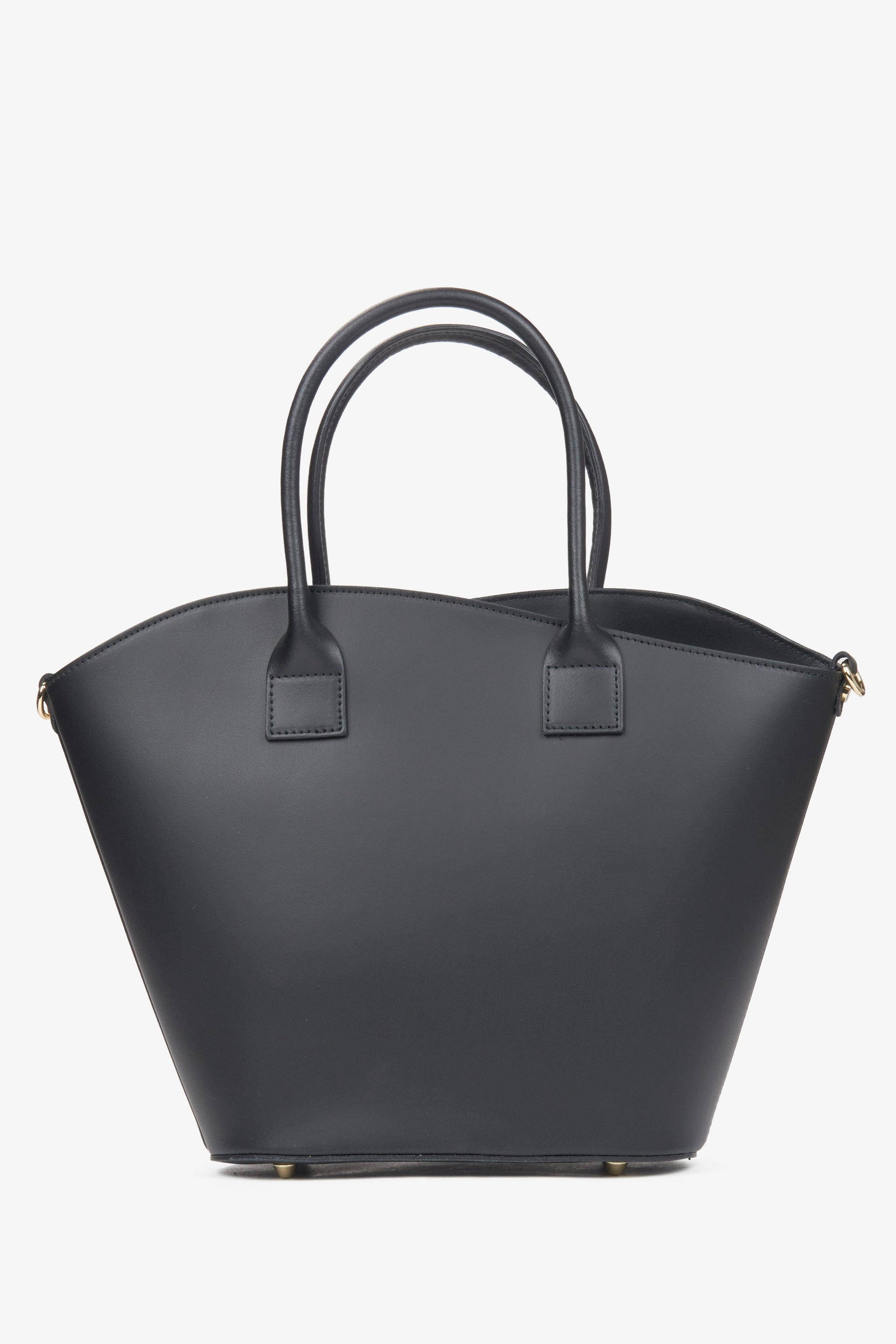 Z włoskiej skóry naturalnej Premium, duża czarna torebka damska typu shopper Estro.