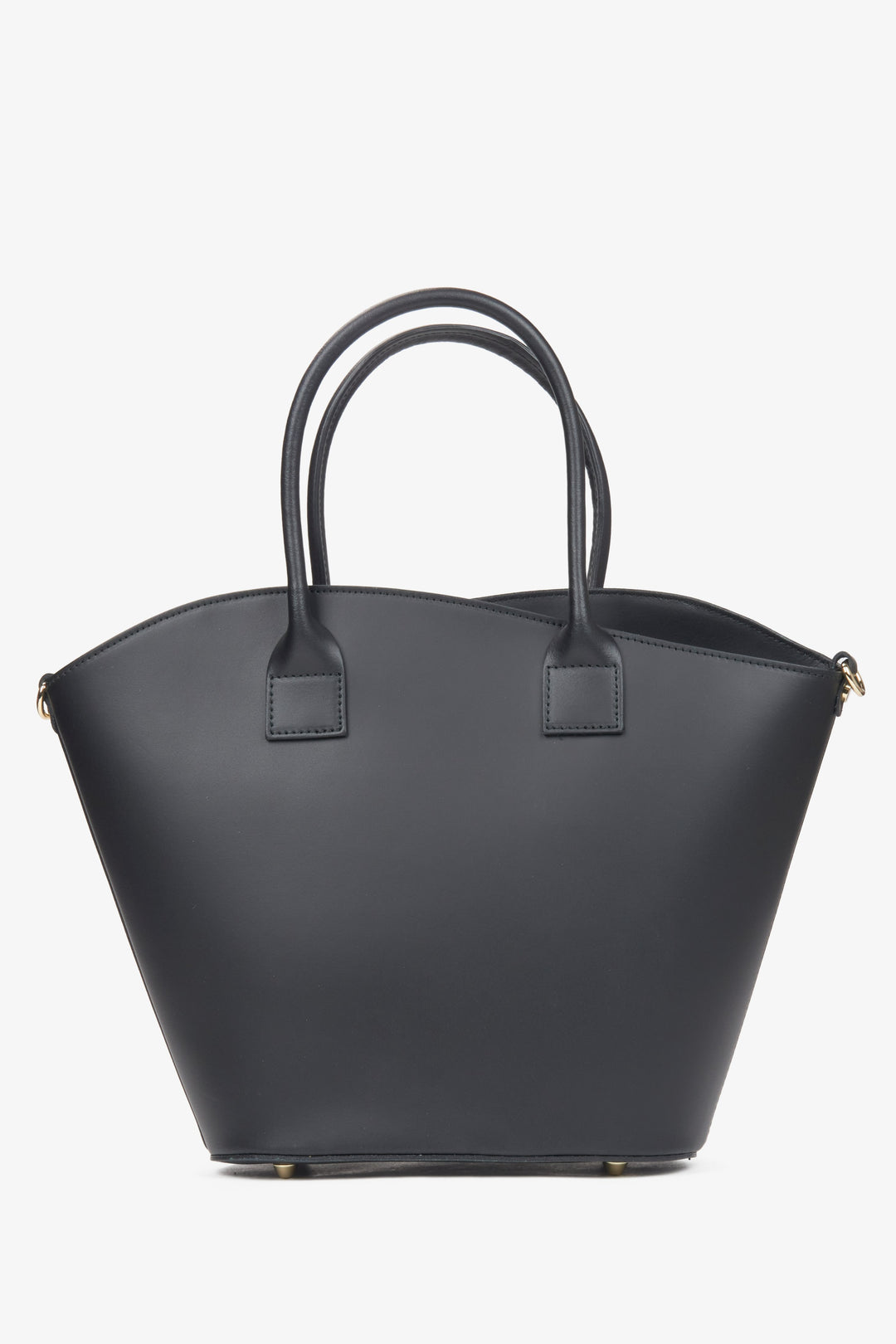 Z włoskiej skóry naturalnej Premium, duża czarna torebka damska typu shopper Estro.
