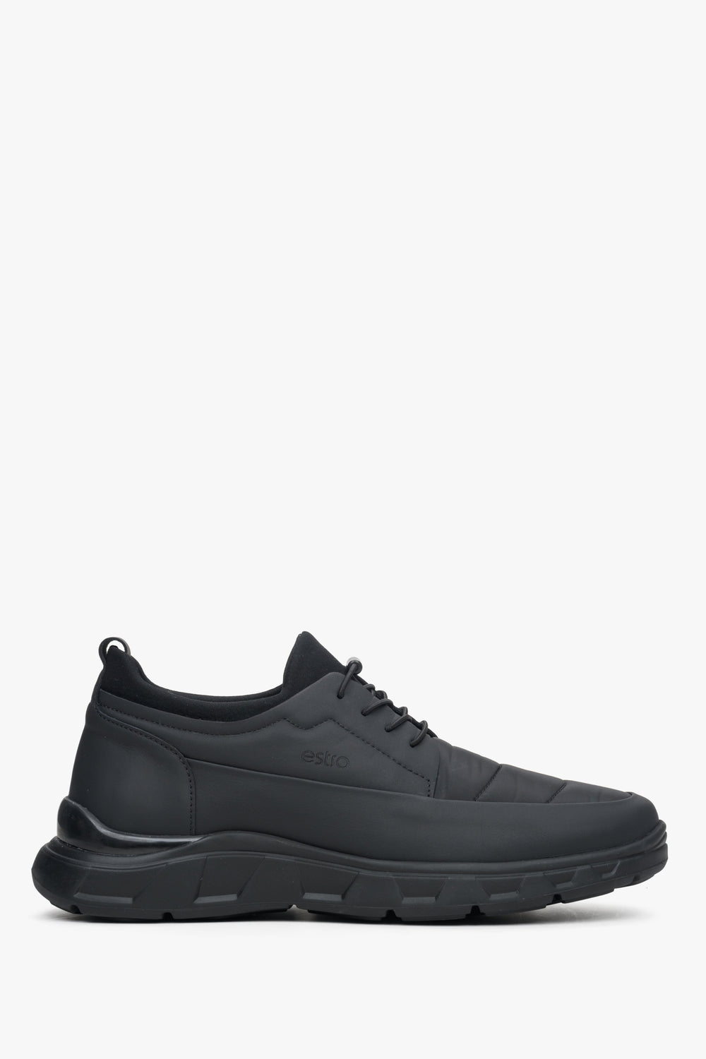 Miękkie sneakersy męskie w kolorze czarnym ze ściągaczem Estro ER00113803