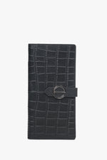 Duży czarny portfel damski z tłoczonej skóry naturalnej ze srebrnymi detalami Estro ER00113915