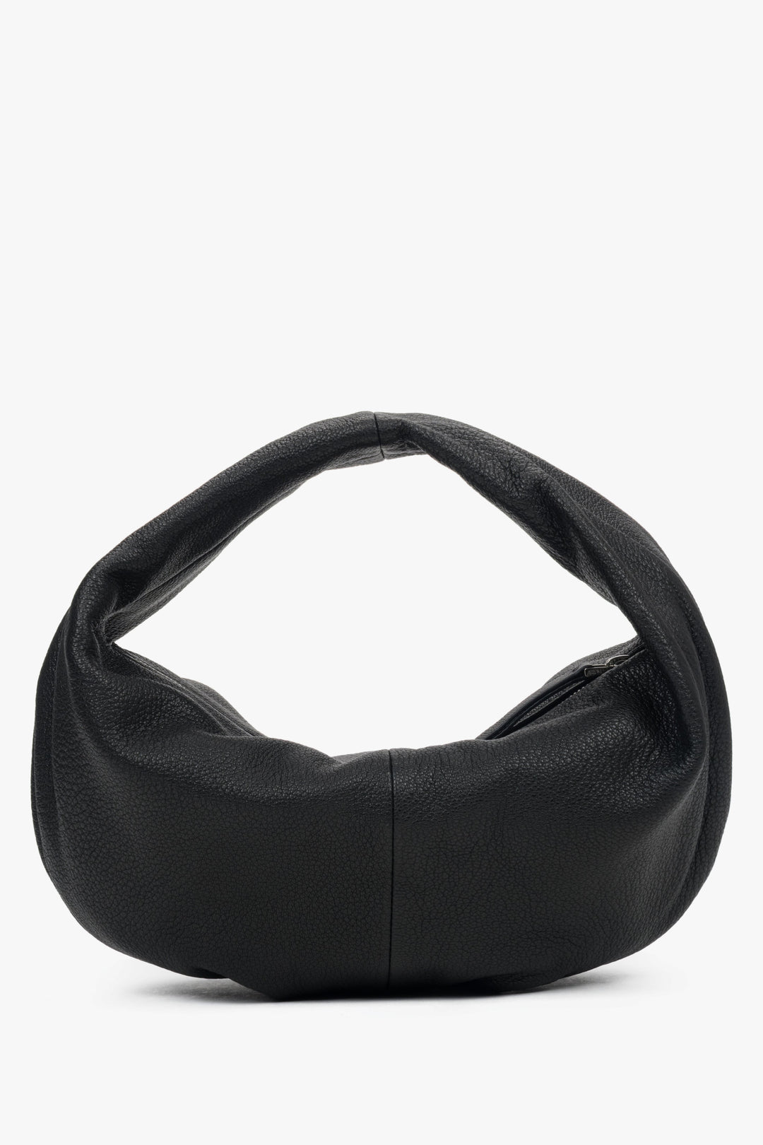 Damska elastyczna, czarna torebka typu półksiężyc ze skóry naturalnej Estro.