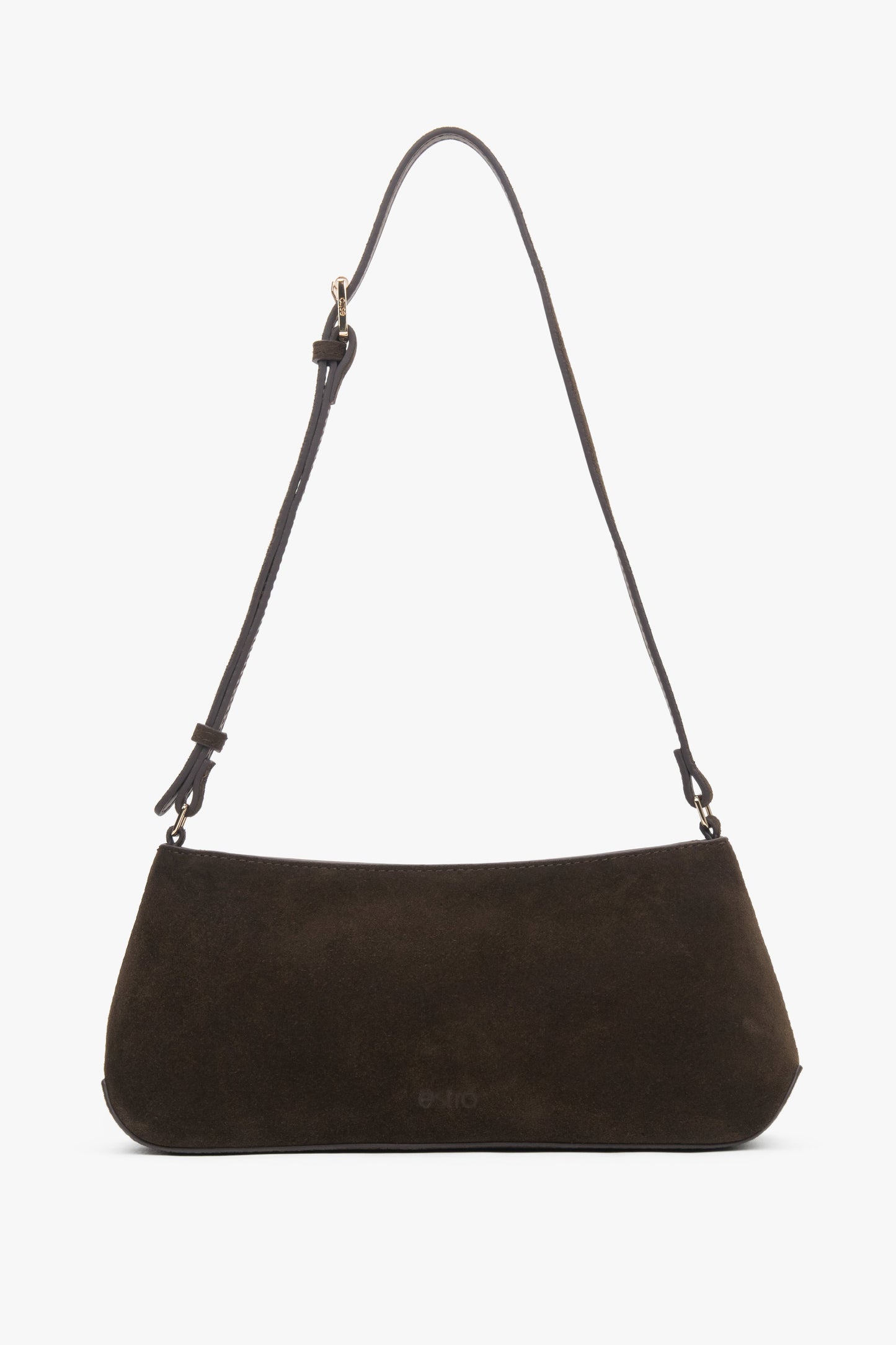 Elegancka ciemnobrązowa torebka damska na ramię z weluru naturalnego Estro ER00118038.