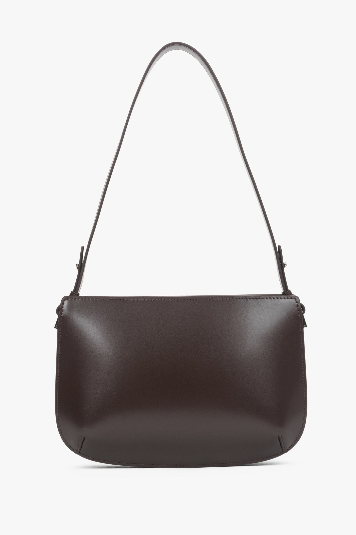 Ponadczasowa torebka damska w kolorze ciemnego brązu ze skóry naturalnej o subtelnym, eleganckim wykończeniu.