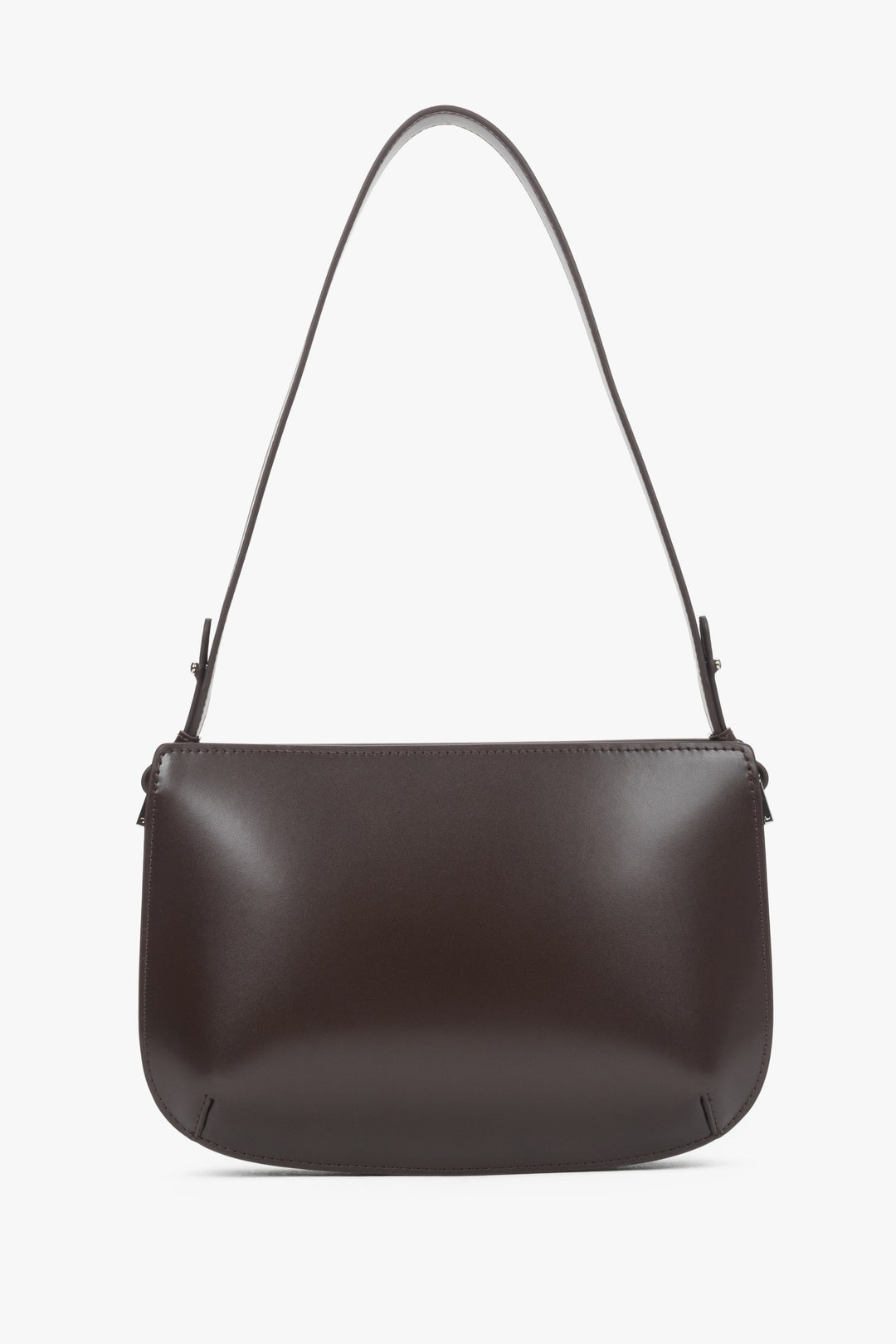 Ponadczasowa torebka damska w kolorze ciemnego brązu ze skóry naturalnej o subtelnym, eleganckim wykończeniu.