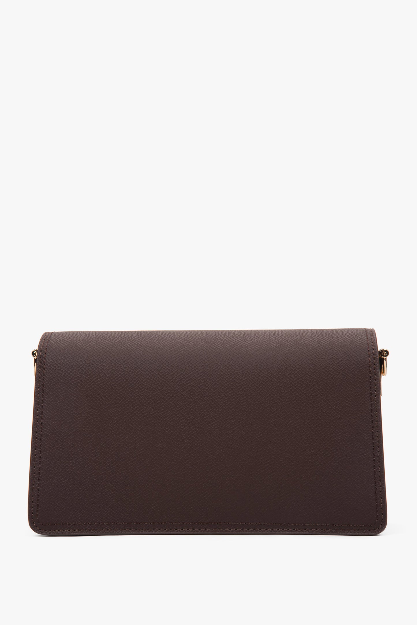 Ze złotymi detalami, elegancka ciemnobrązowa torebka damska na ramię Estro.