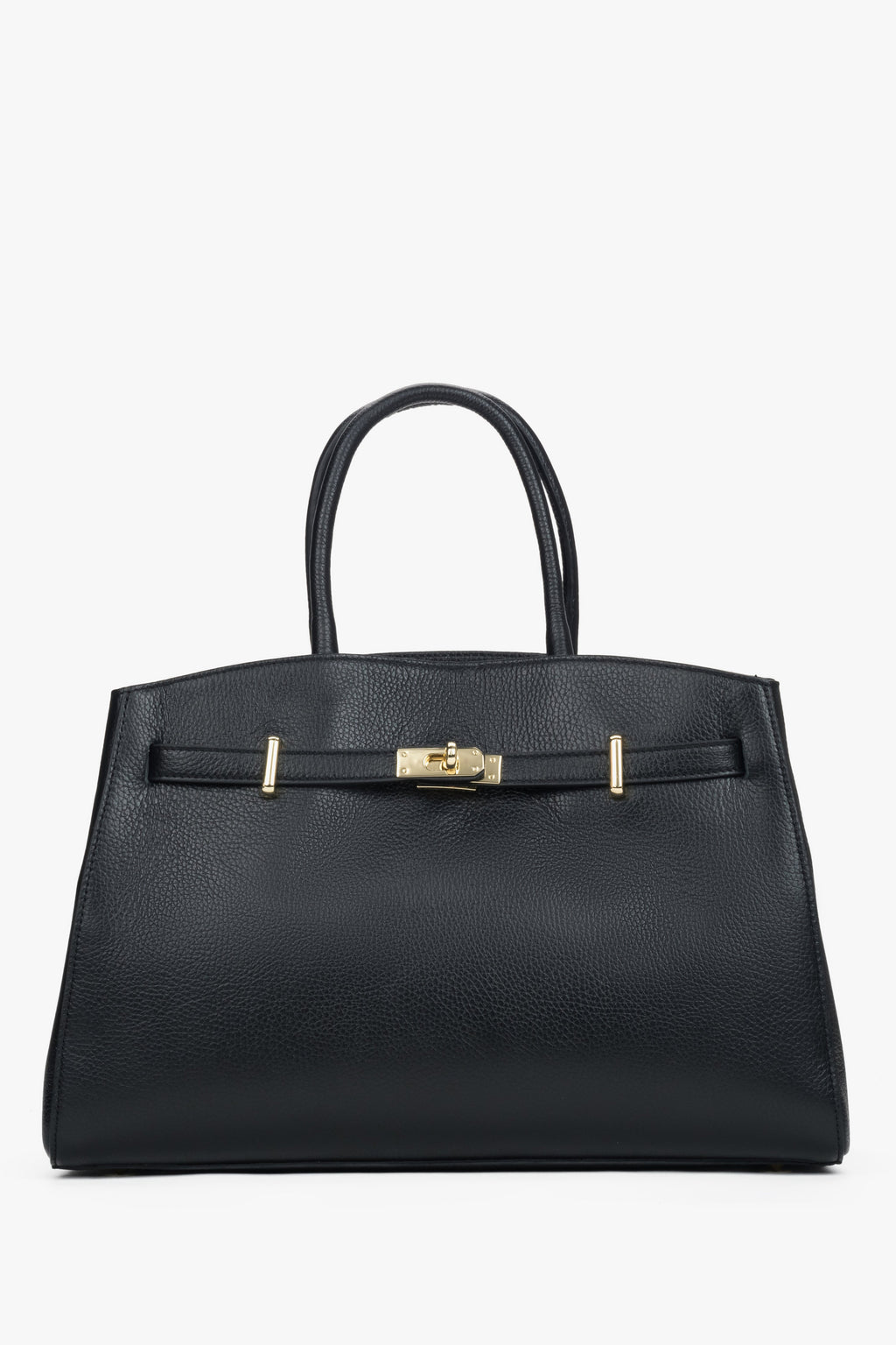 Elegancka czarna torebka typu tote z włoskiej skóry naturalnej Premium Estro ER00118556.
