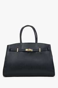 Elegancka czarna torebka typu tote z włoskiej skóry naturalnej Premium Estro ER00118556.