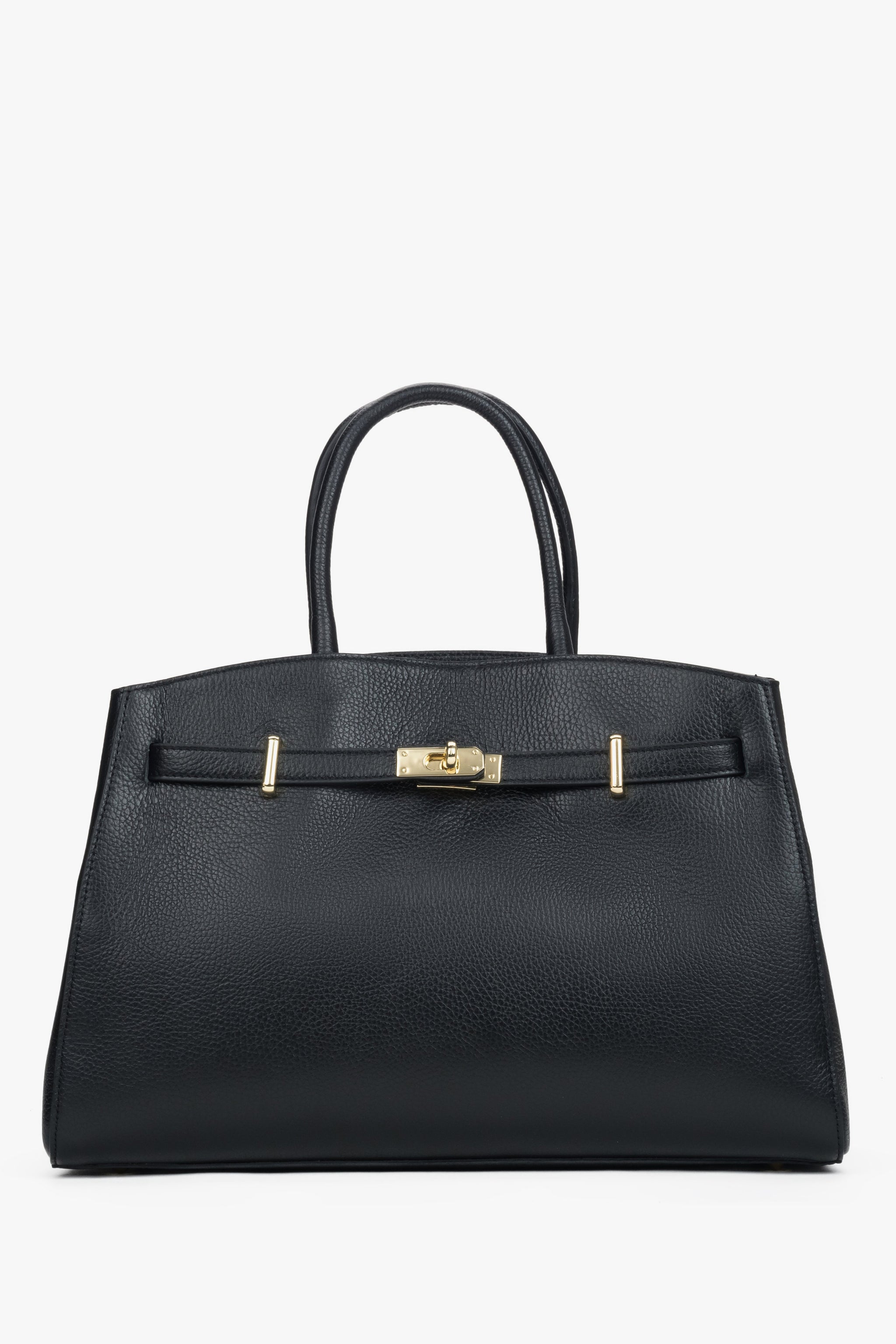 Elegancka czarna torebka typu tote z włoskiej skóry naturalnej Premium Estro ER00118556.
