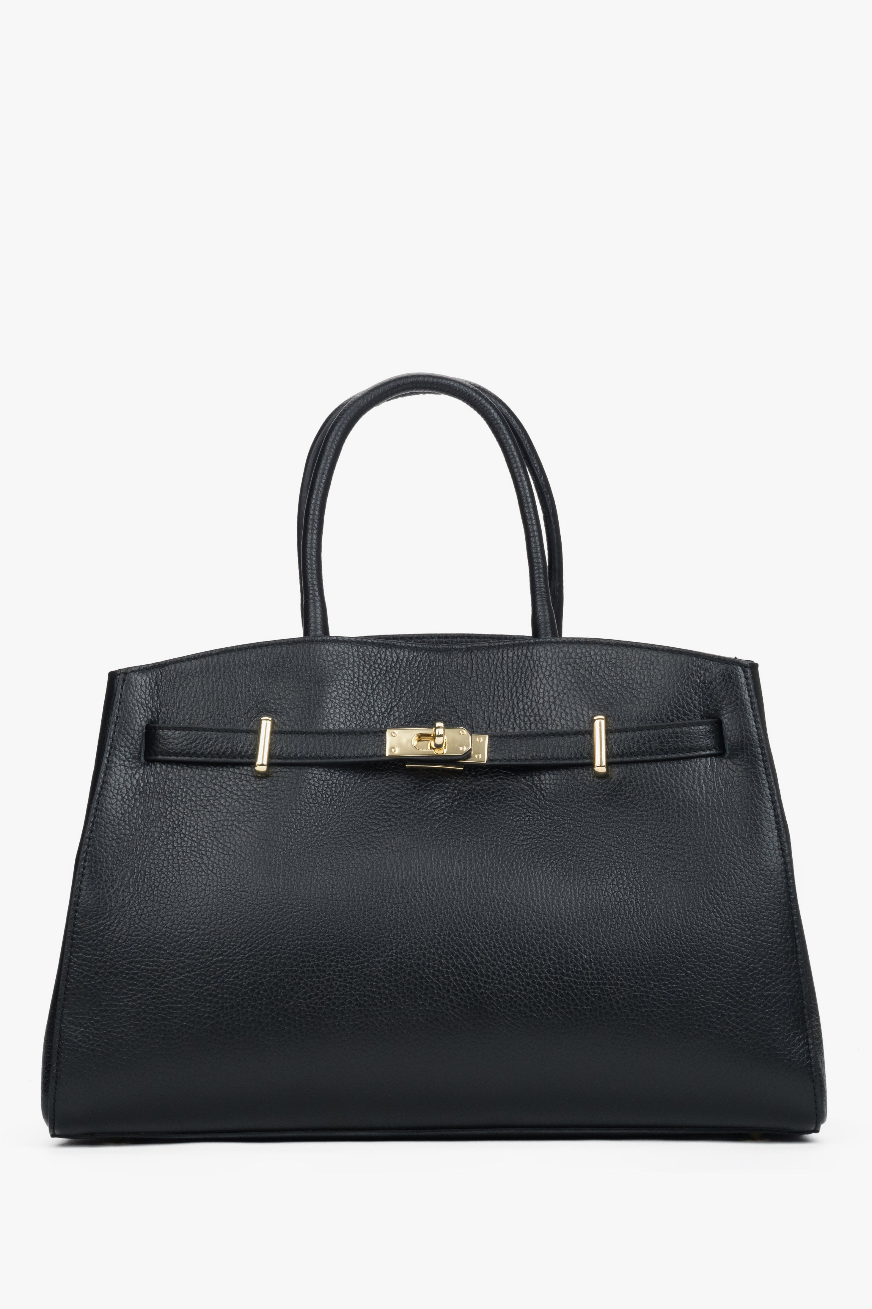 Elegancka czarna torebka typu tote z włoskiej skóry naturalnej Premium Estro ER00118556.