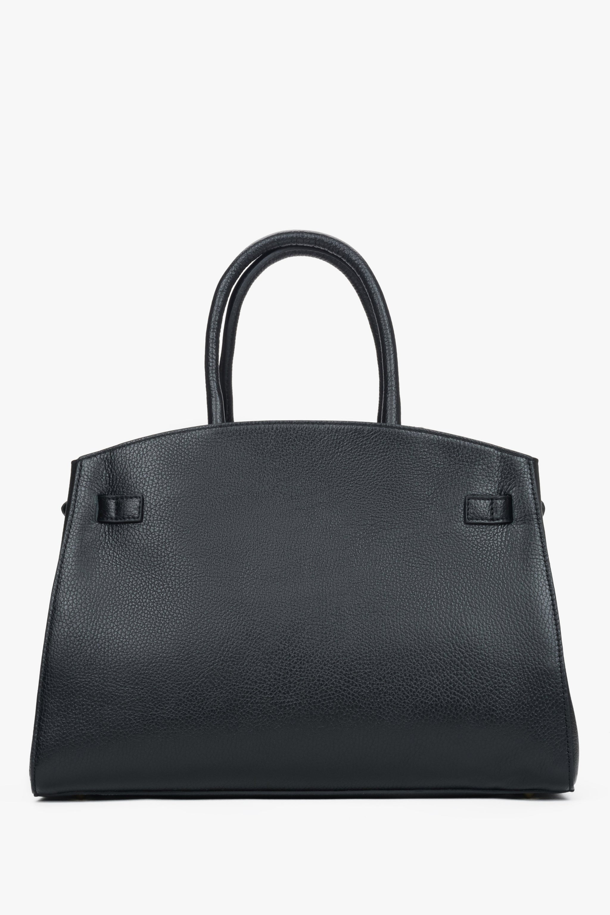 Torebka Estro, elegancka, czarna, typu tote, z włoskiej skóry naturalnej Premium.