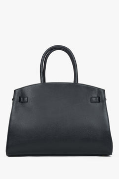 Torebka Estro, elegancka, czarna, typu tote, z włoskiej skóry naturalnej Premium.