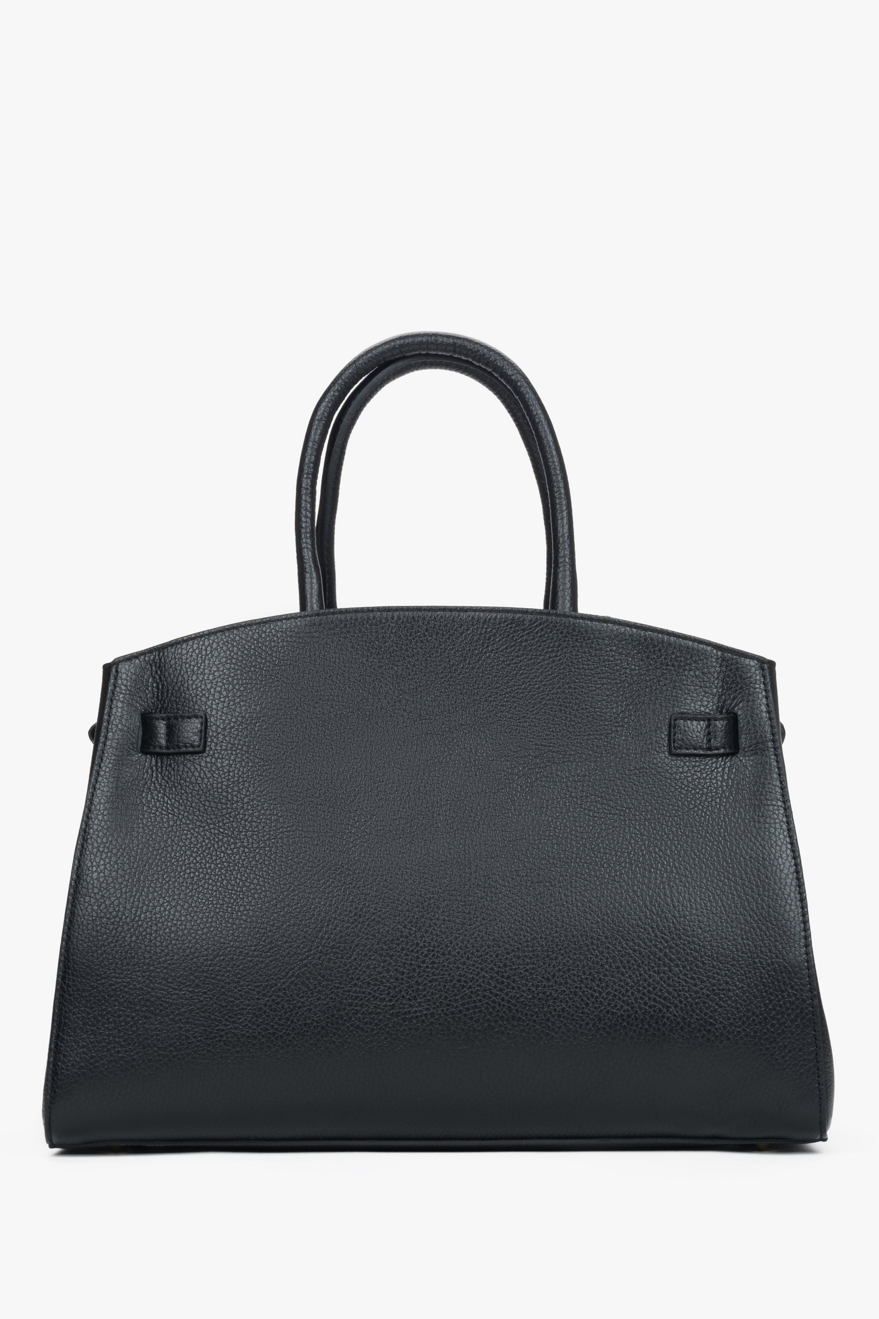Torebka Estro, elegancka, czarna, typu tote, z włoskiej skóry naturalnej Premium.