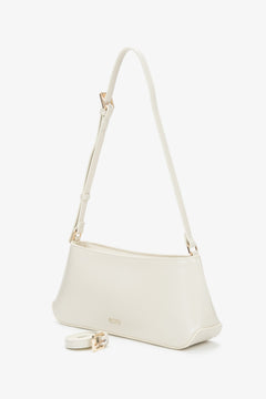 Damska, elegancka, jasnobeżowa torebka na ramię ze skóry naturalnej Estro.