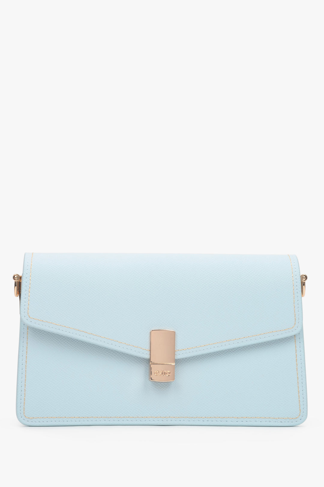 Jasnoniebieska elegancka torebka damska na ramię ze złotymi detalami Estro.