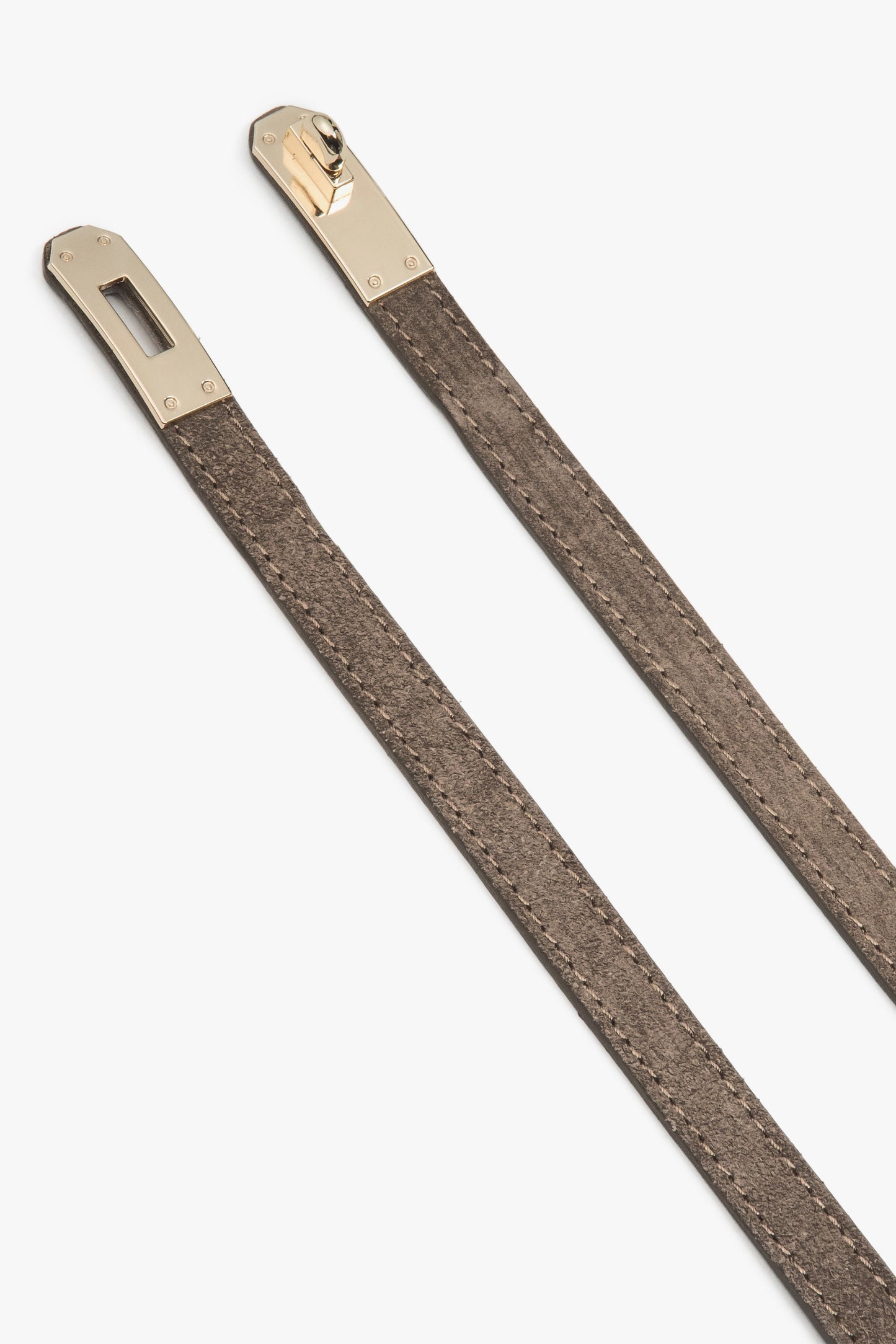 Damski, elegancki, ciemnoszary pasek z włoskiego weluru naturalnego Premium Estro.