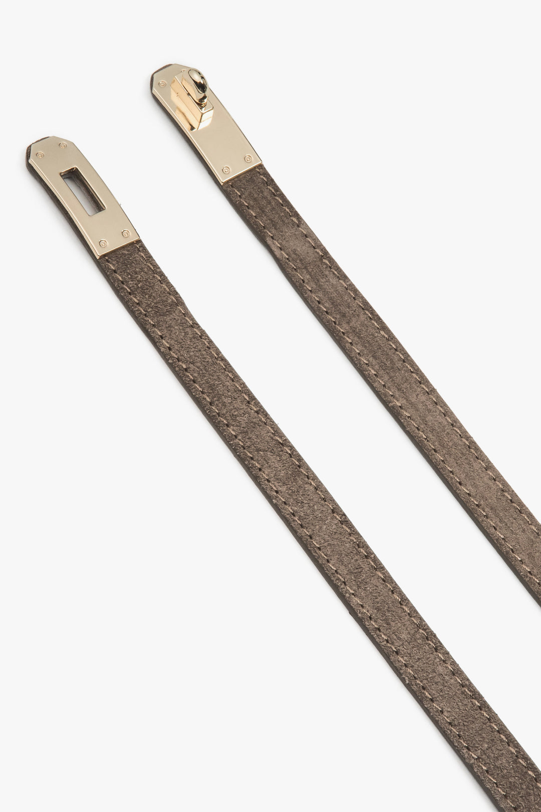 Damski, elegancki, ciemnoszary pasek z włoskiego weluru naturalnego Premium Estro.