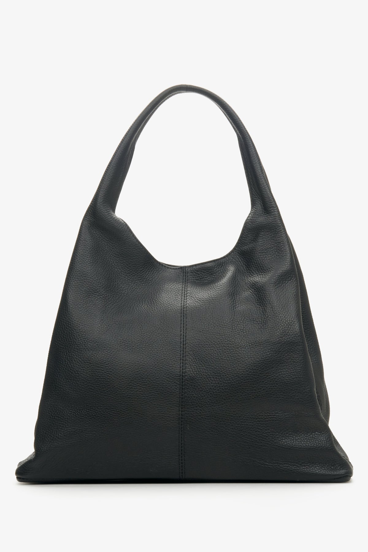 Czarna torebka damska typu shopper ze skóry naturalnej Estro ER00114107