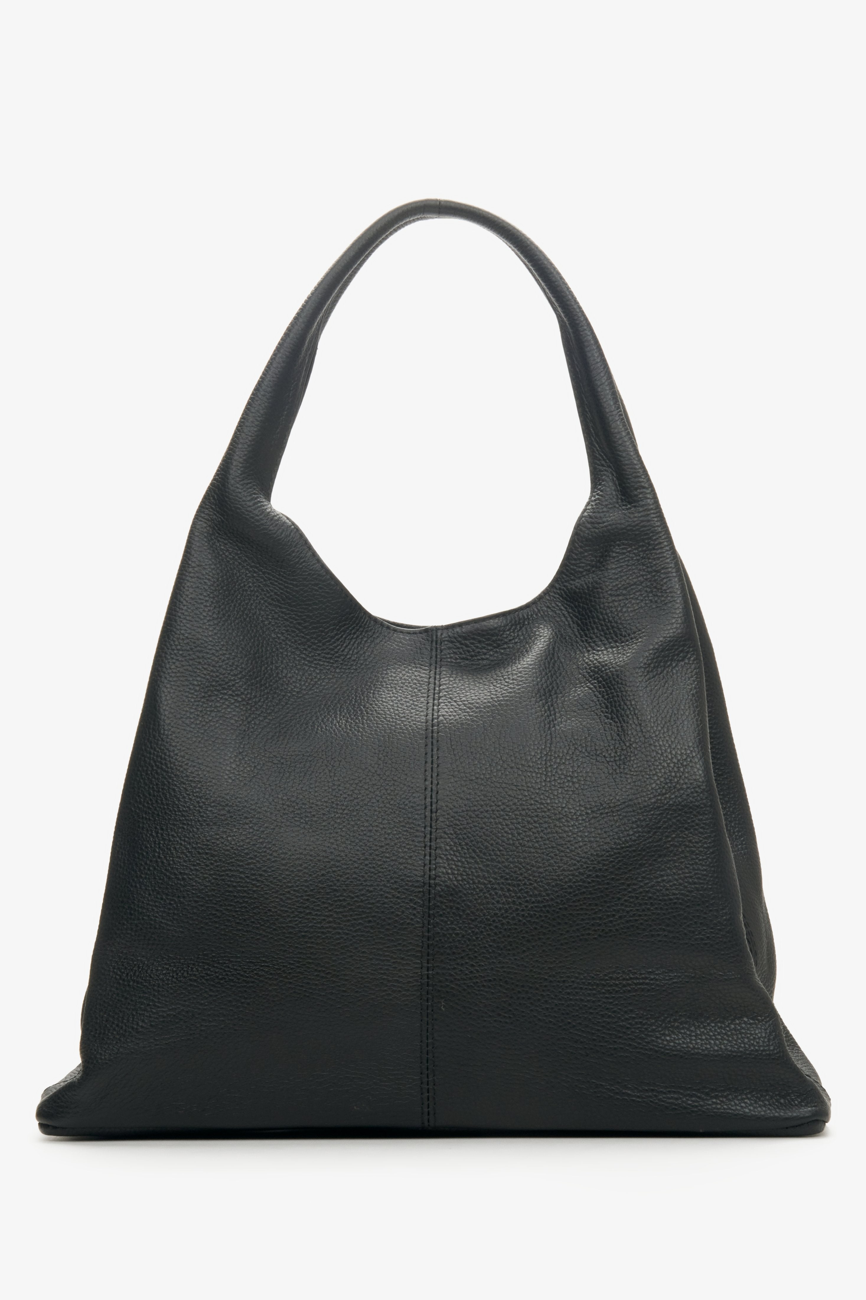 Czarna torebka damska typu shopper ze skóry naturalnej Estro ER00114107