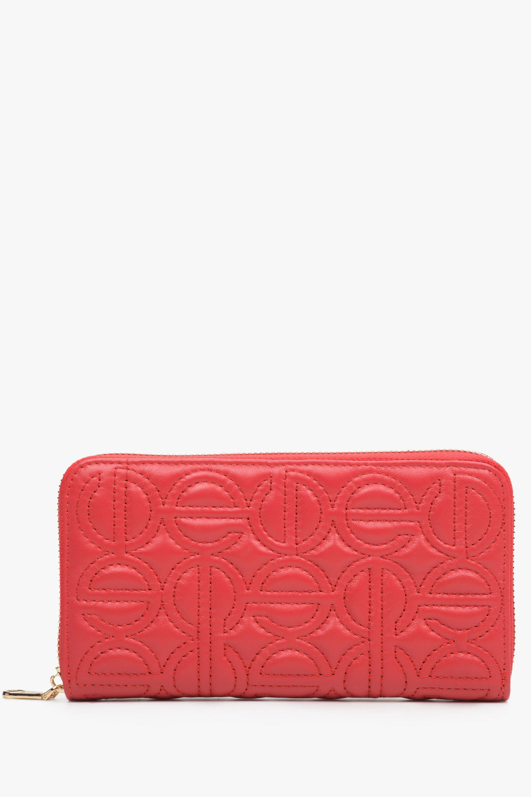 Duży, czerwony portfel damski z suwakiem marki Estro.