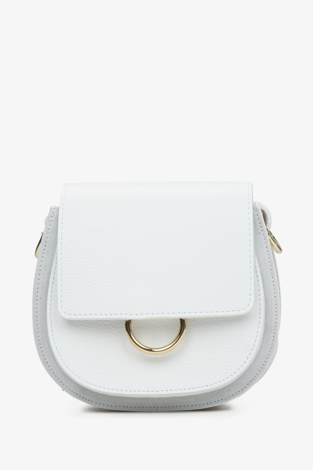 Mała biała torebka damska w kształcie podkowy z włoskiej skóry naturalnej Premium ER00115063