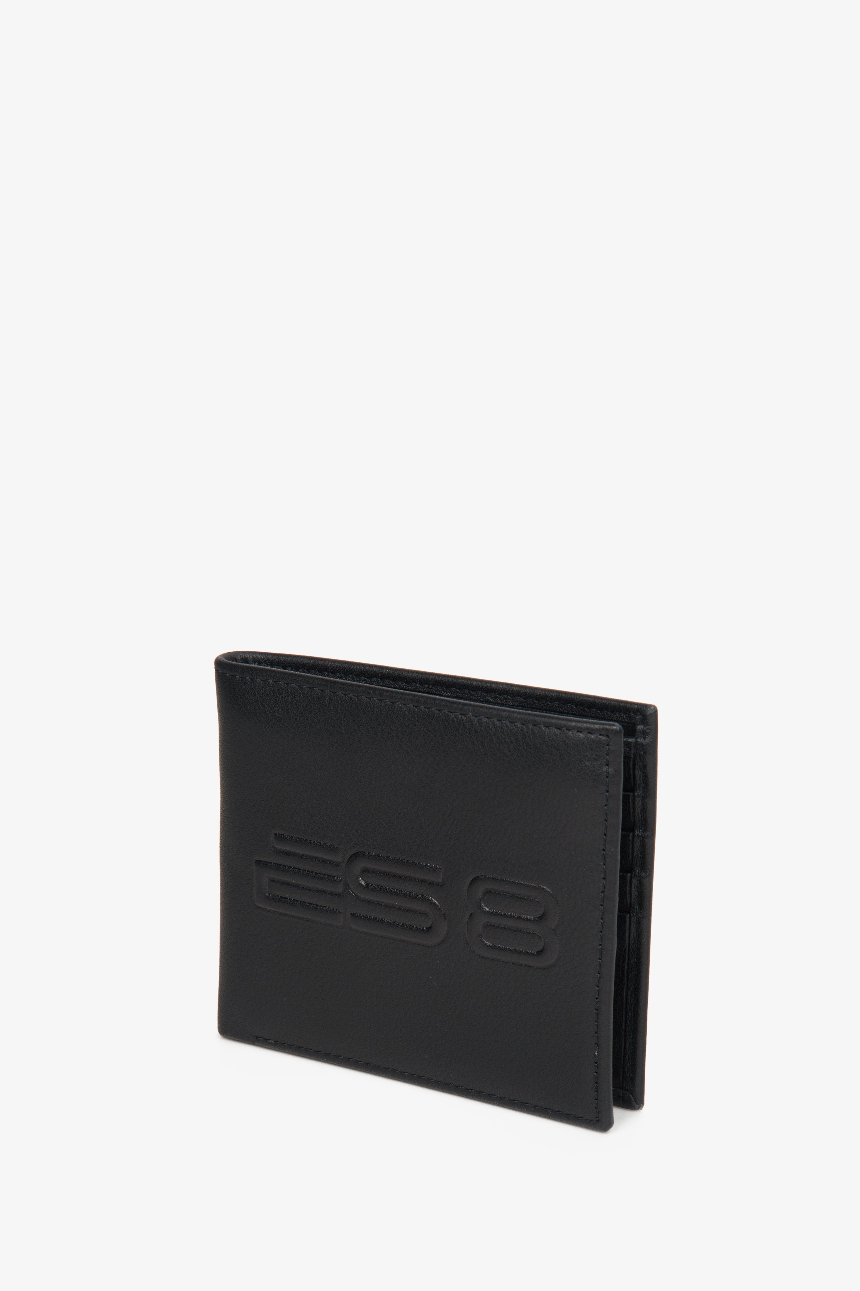 Czarny skórzany portfel męski ES8.