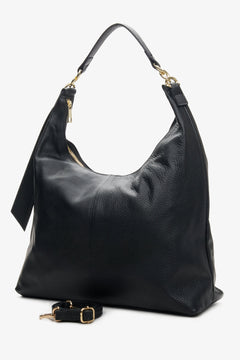 Skórzana, czarna torebka damska typu shopper marki Estro.