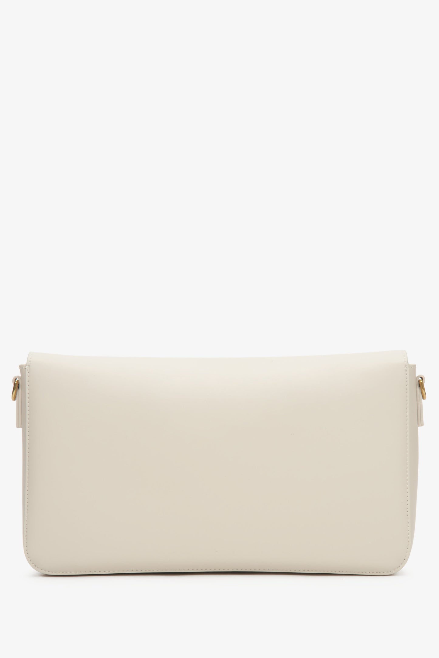 Listonoszka damska, jasnobeżowa, ze skóry naturalnej, ze złotymi okuciami, Estro.