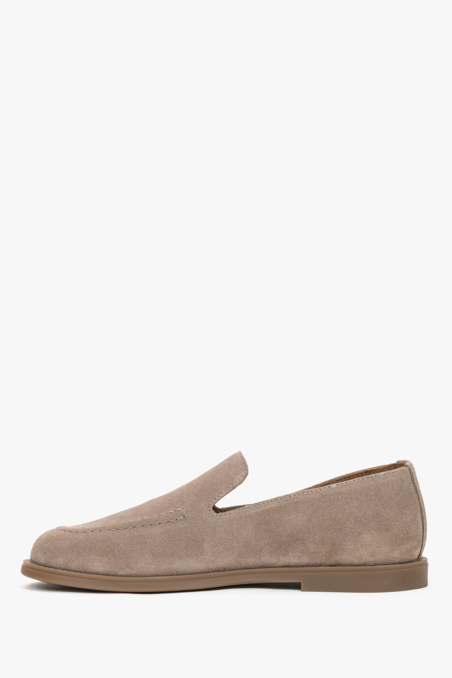 Mokasyny damskie typu barefoot, jasnobrązowe, z włoskiego weluru naturalnego Premium, Estro.