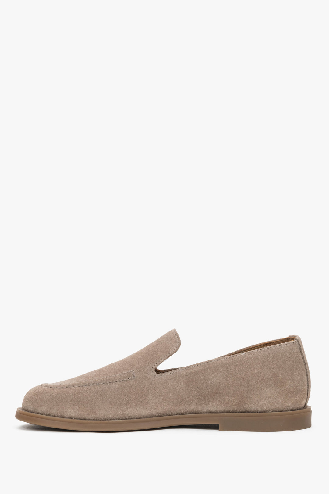 Mokasyny damskie typu barefoot, jasnobrązowe, z włoskiego weluru naturalnego Premium, Estro.