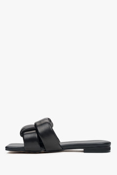 Damskie klapki Estro ER00114724 z naturalnej skóry w kolorze czarnym, casual