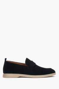 Klasyczne czarne loafersy męskie z miękkiego weluru naturalnego Estro ER00119067.