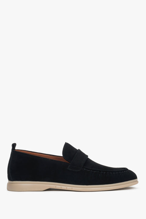 Klasyczne czarne loafersy męskie z miękkiego weluru naturalnego Estro ER00119067.