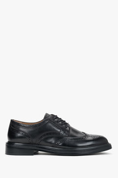 Klasyczne czarne półbuty damskie typu brogues ze skóry naturalnej Estro ER00120633