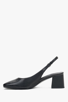 Damskie klasyczne czarne slingbacki na kwadratowym obcasie ze skóry naturalnej Estro ER00119703.