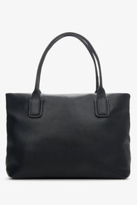 Czarna torebka damska typu shopper z włoskiej skóry naturalnej Estro ER00114120