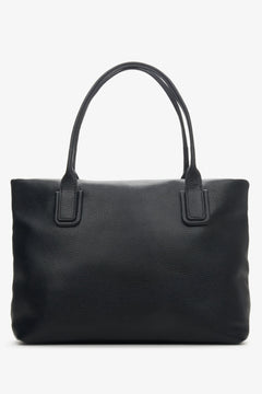 Czarna torebka damska typu shopper z włoskiej skóry naturalnej Estro ER00114120