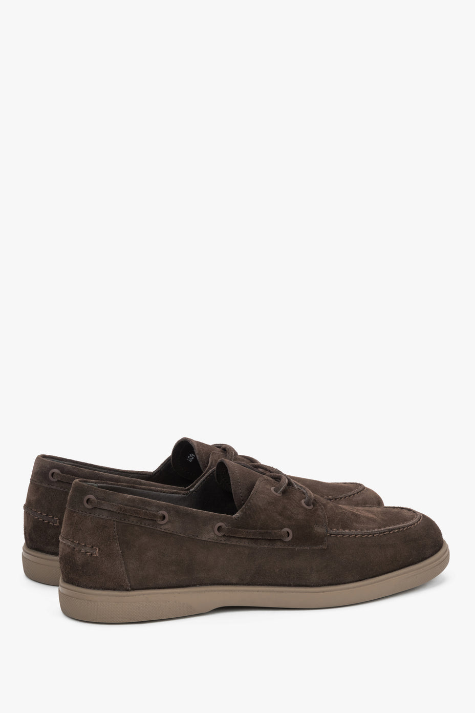 Ciemnobrązowe loafersy męskie Estro, w stylu żeglarskim, z włoskiego weluru naturalnego Premium.