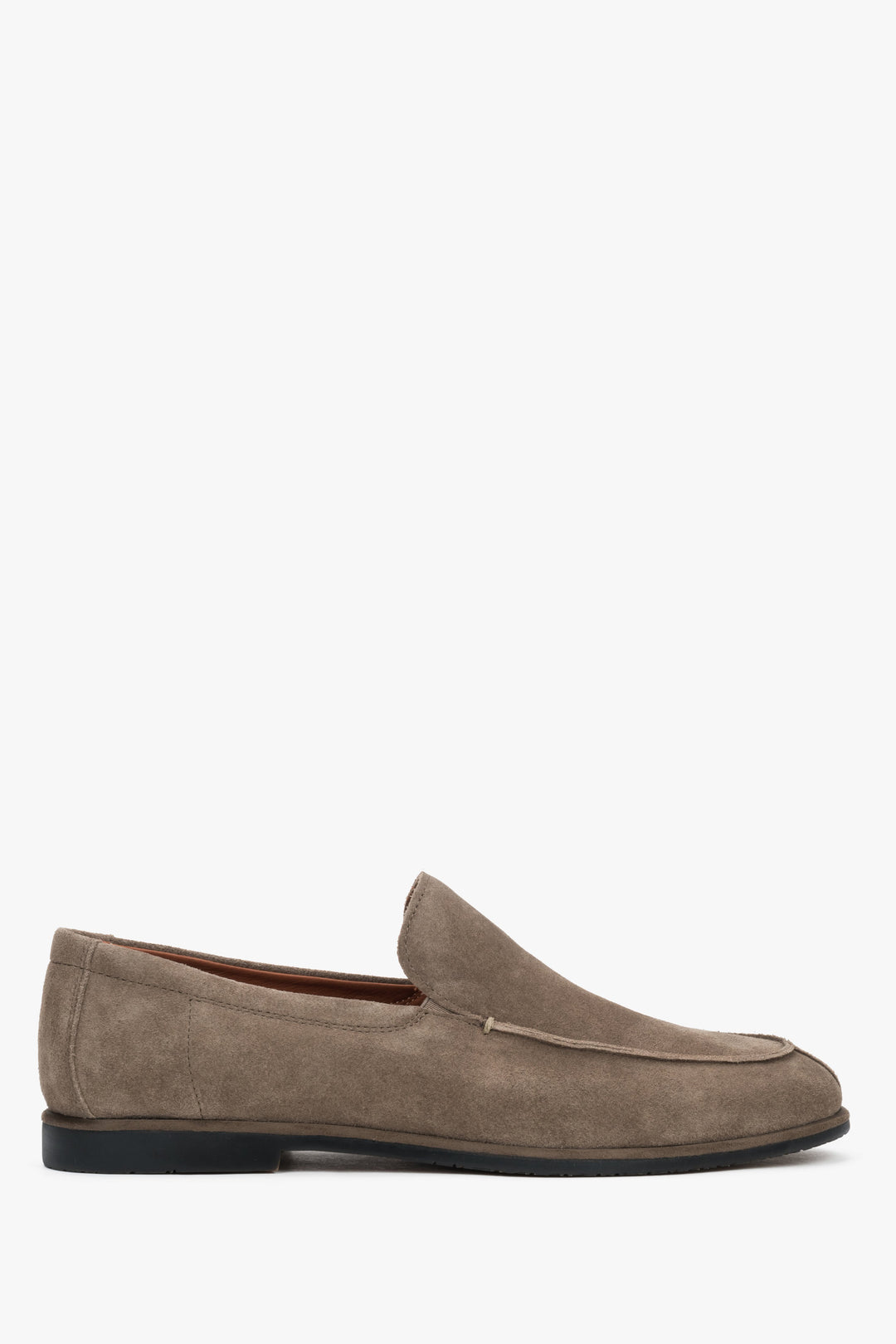 Loafersy męskie z miękkiego weluru naturalnego w kolorze khaki Estro ER00119441.