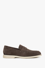 Klasyczne brązowe loafersy męskie z włoskiego weluru naturalnego Premium Estro ER00117956.