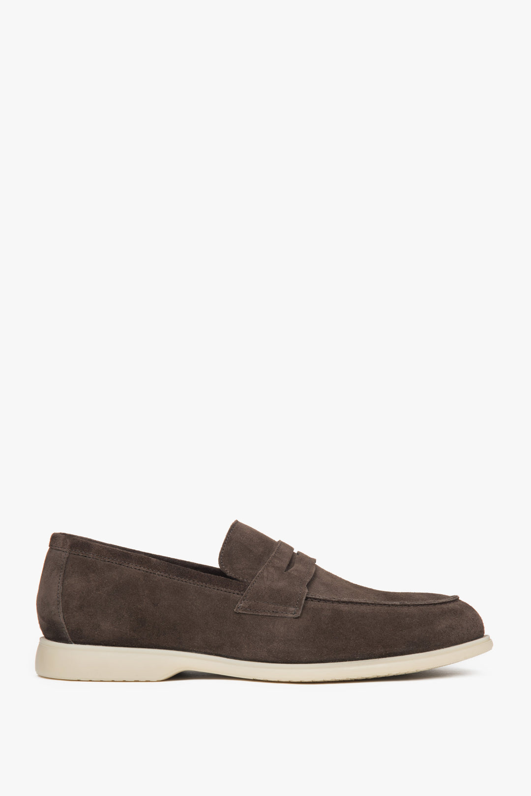 Klasyczne brązowe loafersy męskie z włoskiego weluru naturalnego Premium Estro ER00117956.
