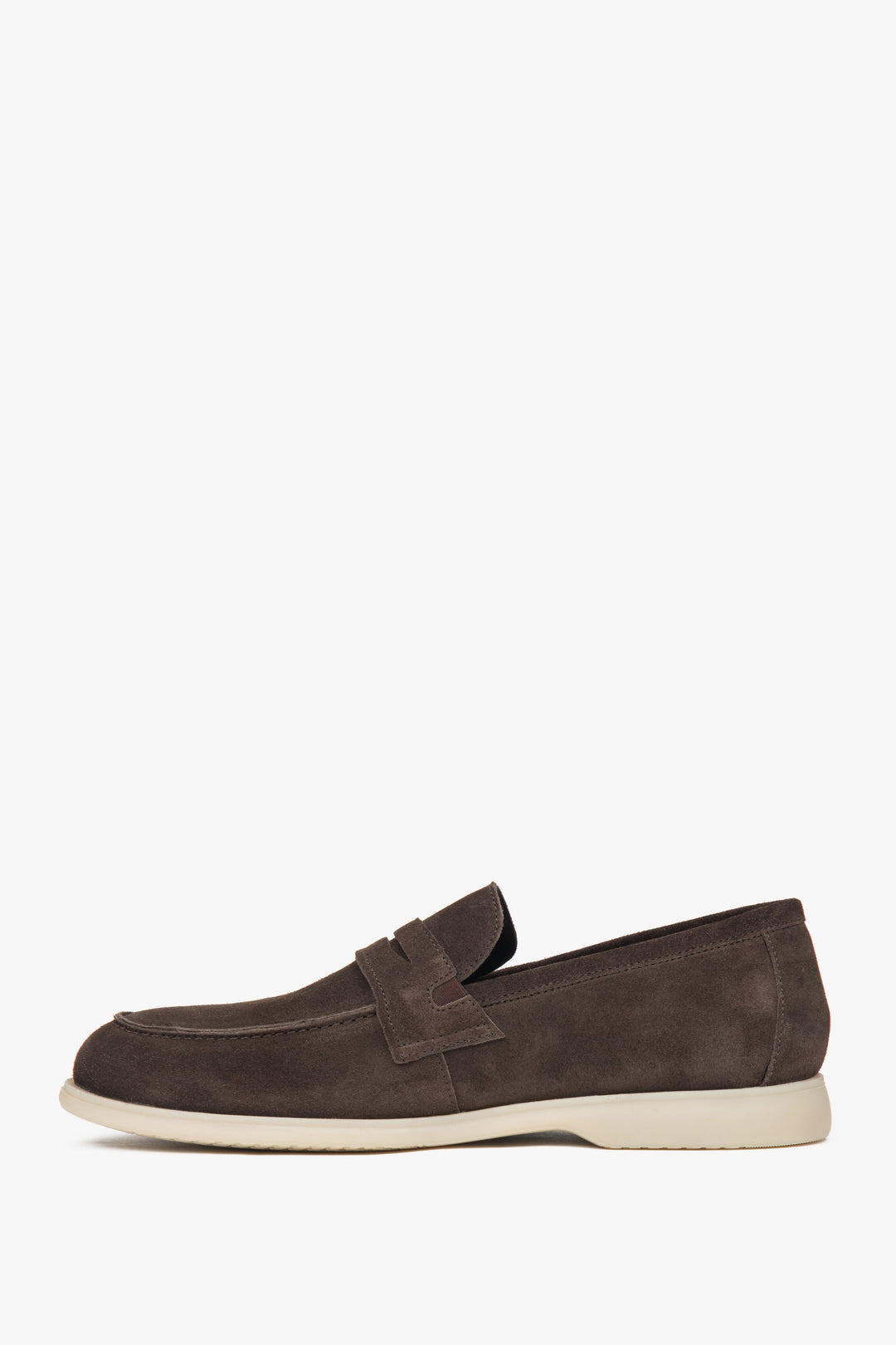 Klasyczne, brązowe loafersy męskie Estro z luksusowego weluru naturalnego Premium.