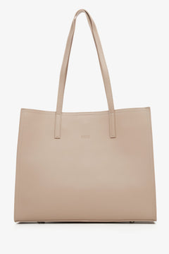 Beżowa skórzana torebka damska typu shopper Estro ER00115665