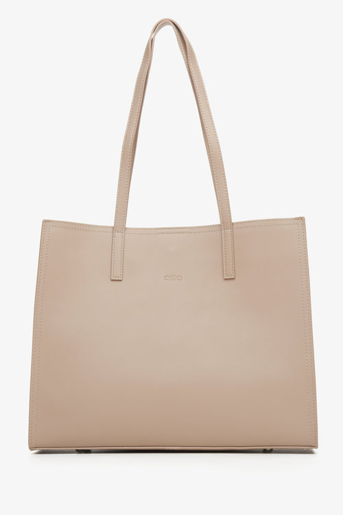 Beżowa skórzana torebka damska typu shopper Estro ER00115665