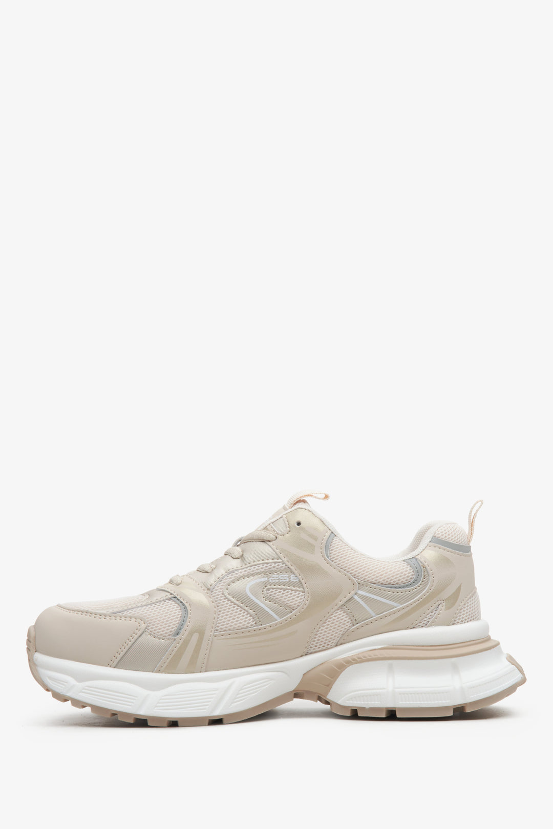 Beżowo-białe sportowe sneakersy damskie ES 8 - profil buta.