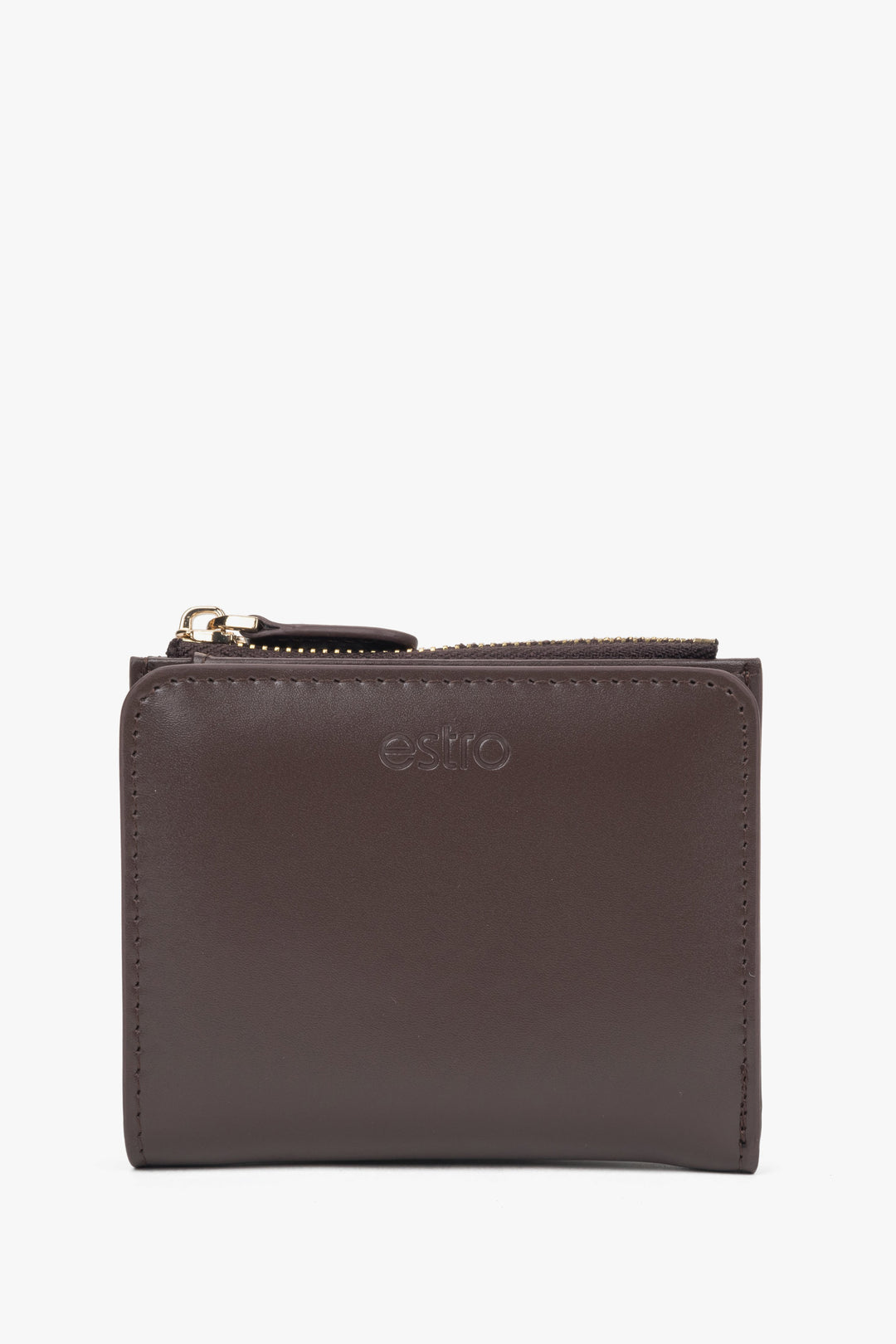 Mały ciemnobrązowy portfel damski ze skóry naturalnej Estro ER00118310.