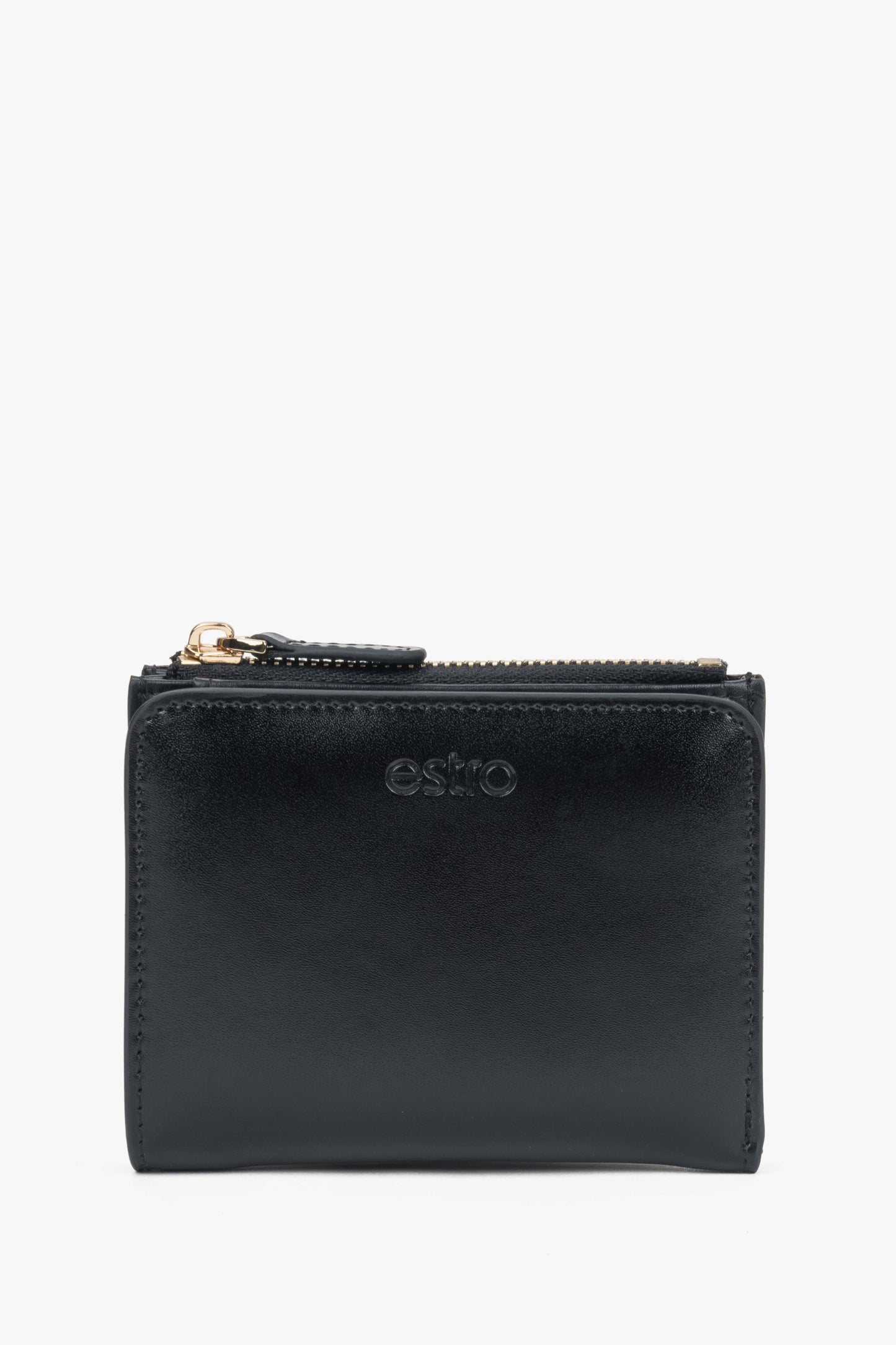 Mały czarny portfel damski ze skóry naturalnej Estro ER00118309.