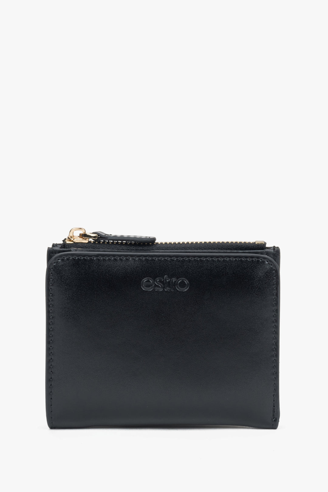 Mały czarny portfel damski ze skóry naturalnej Estro ER00118309.