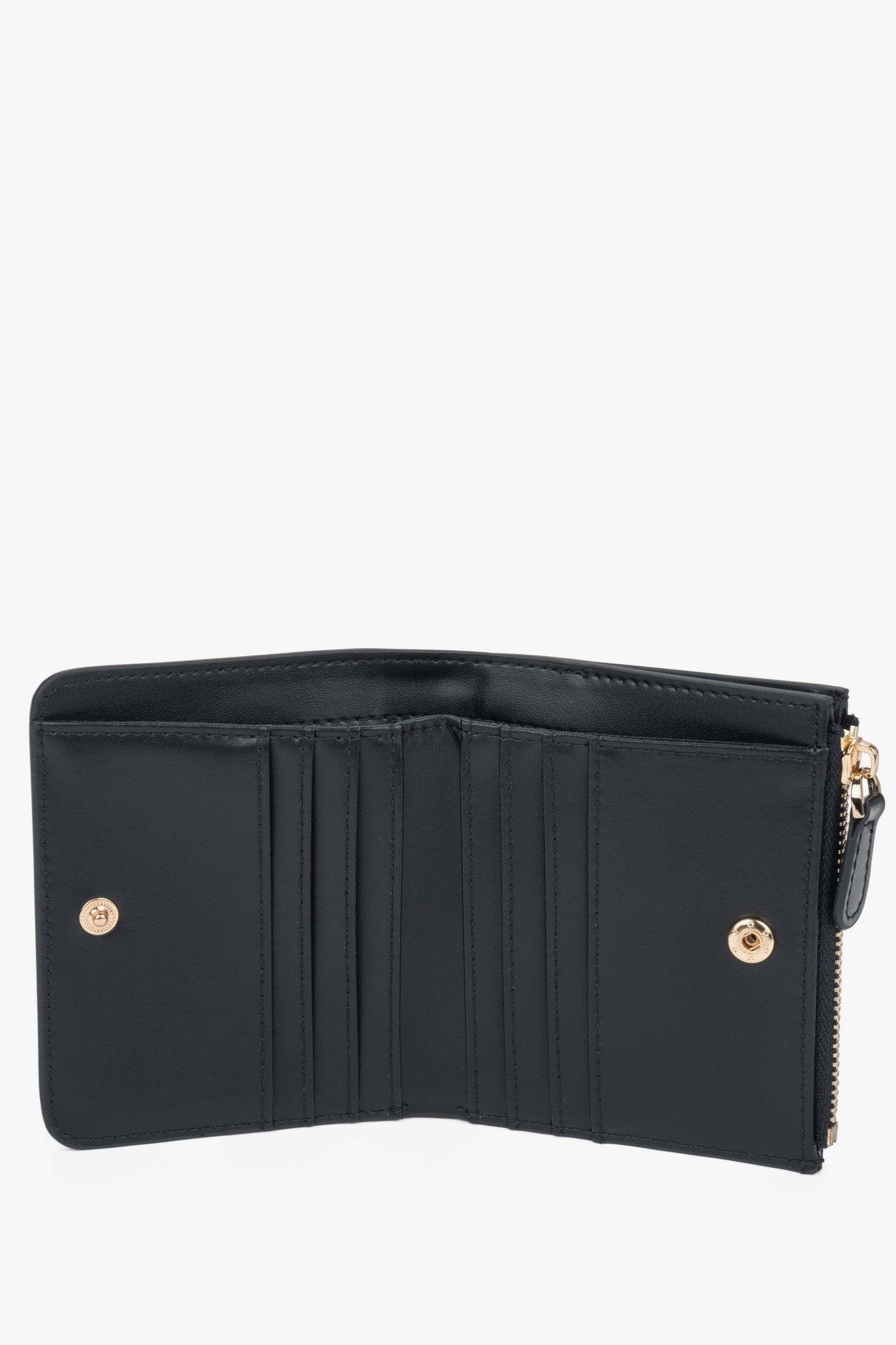 Damski mały czarny portfel ze skóry naturalnej Estro.